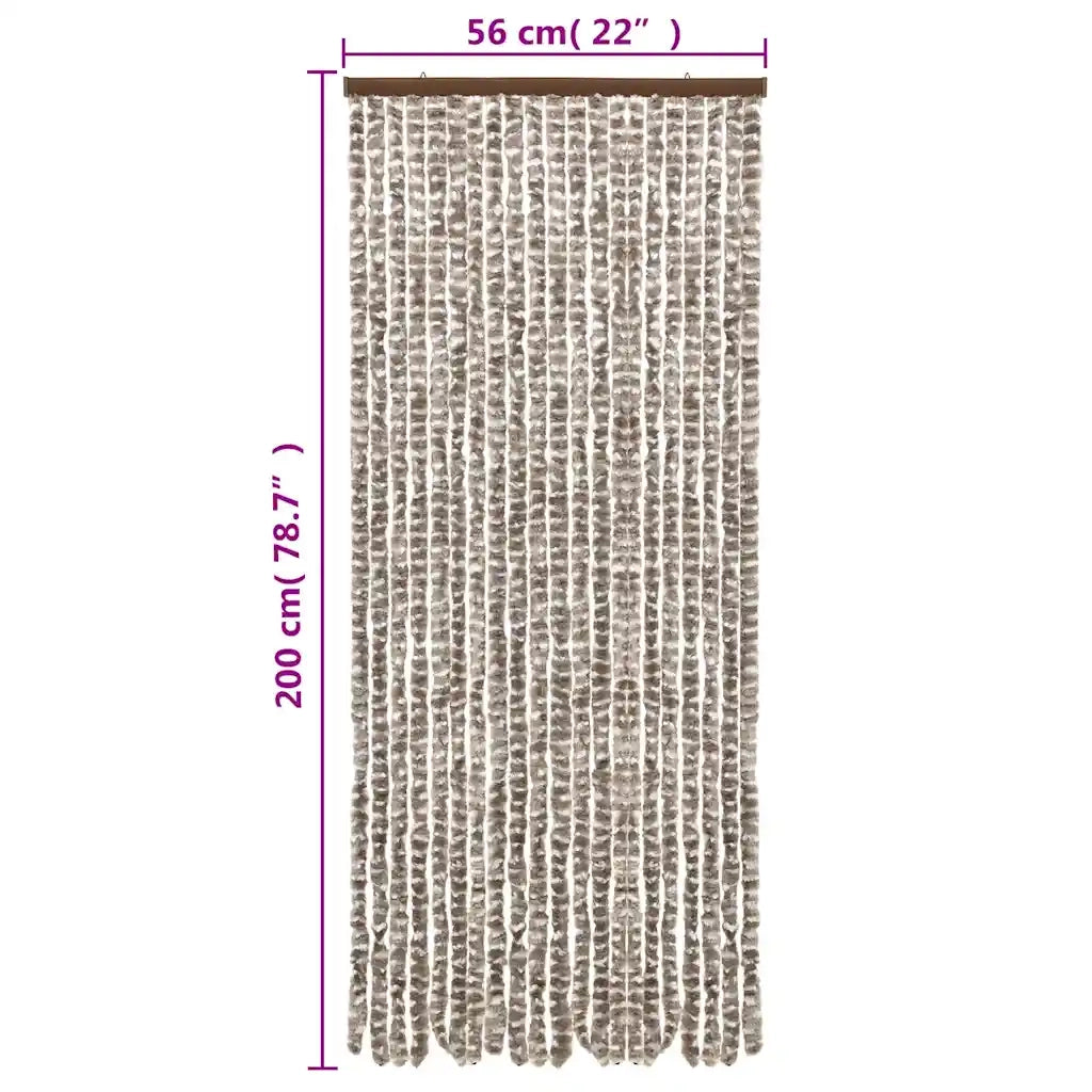Tenda Antimosche Tortora e Bianca 56x200 cm in Ciniglia CFW8738686