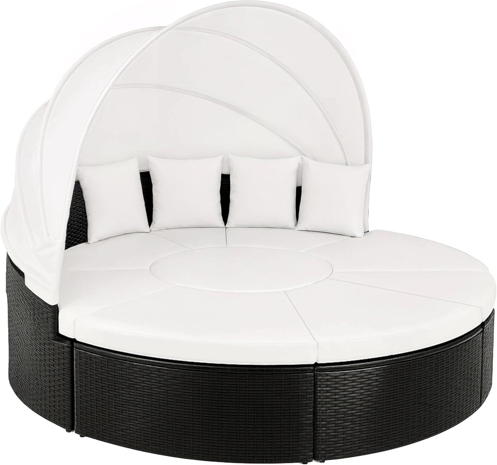 Isola Prendisole Polyrattan Ø230 Baldacchino Cuscini Lettino Set Lounge Componibile