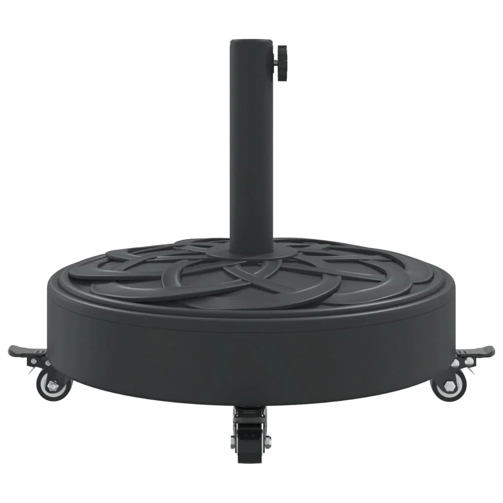 Base rotonda per ombrellone con ruote bloccabili dimensioni 45 x 41 cm stabile vernice PE nera opaca 02_0056649