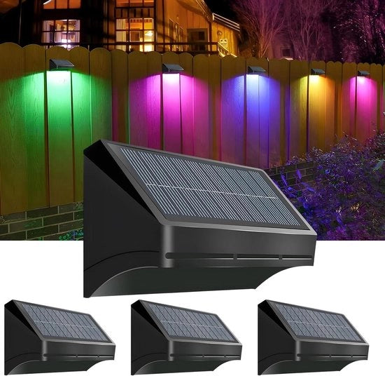 Set di Lampade Esterne da 4 Pezzi Luce Calda Bianca/Luce Fredda Bianca/RGB Resistenti all'Acqua Lampade da Giardino per Terrazza Porta e Scale alimentate da Energia Solare.