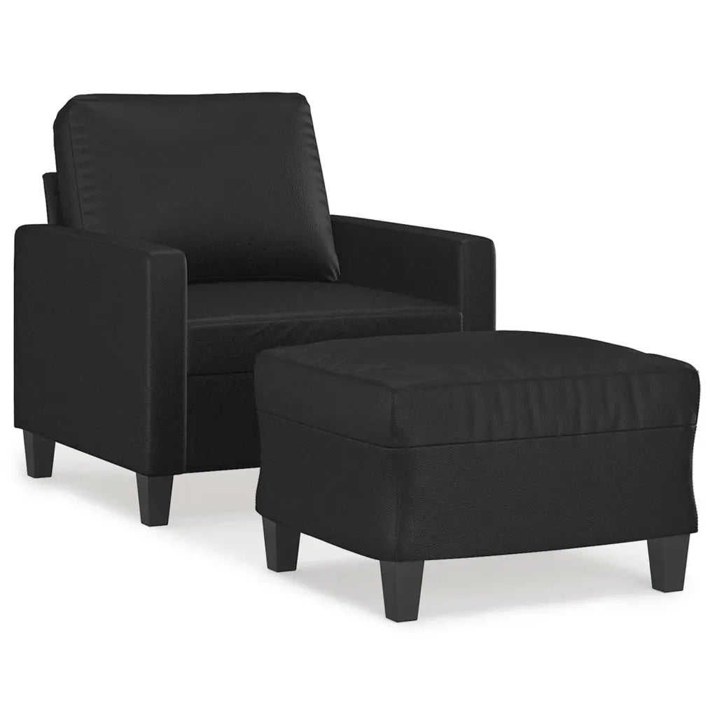 Poltrona | Sedia Relax con Poggiapiedi Nero 60 cm in Similpelle