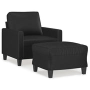 Poltrona | Sedia Relax con Poggiapiedi Nero 60 cm in Similpelle