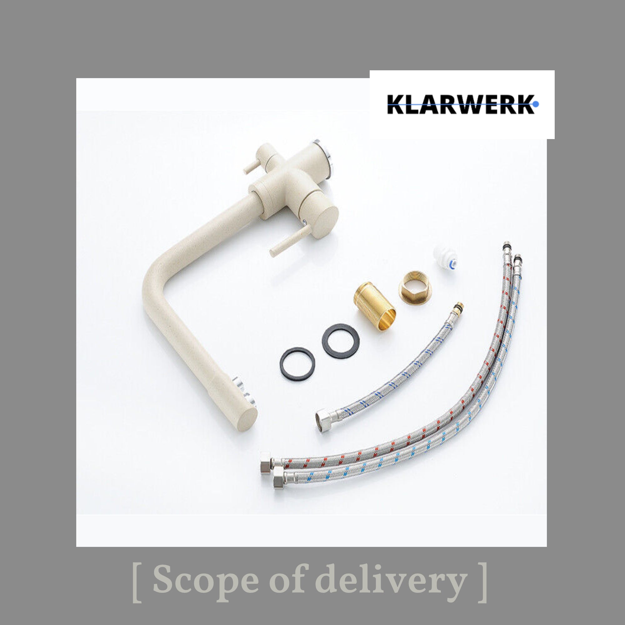 FELIX | Rubinetto per acqua potabile a 3 vie color beige sabbia | miscelatore da cucina ad osmosi in acciaio inossidabile | Filtro 3 connessioni