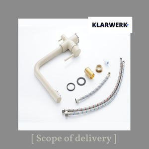 FELIX | Rubinetto per acqua potabile a 3 vie color beige sabbia | miscelatore da cucina ad osmosi in acciaio inossidabile | Filtro 3 connessioni