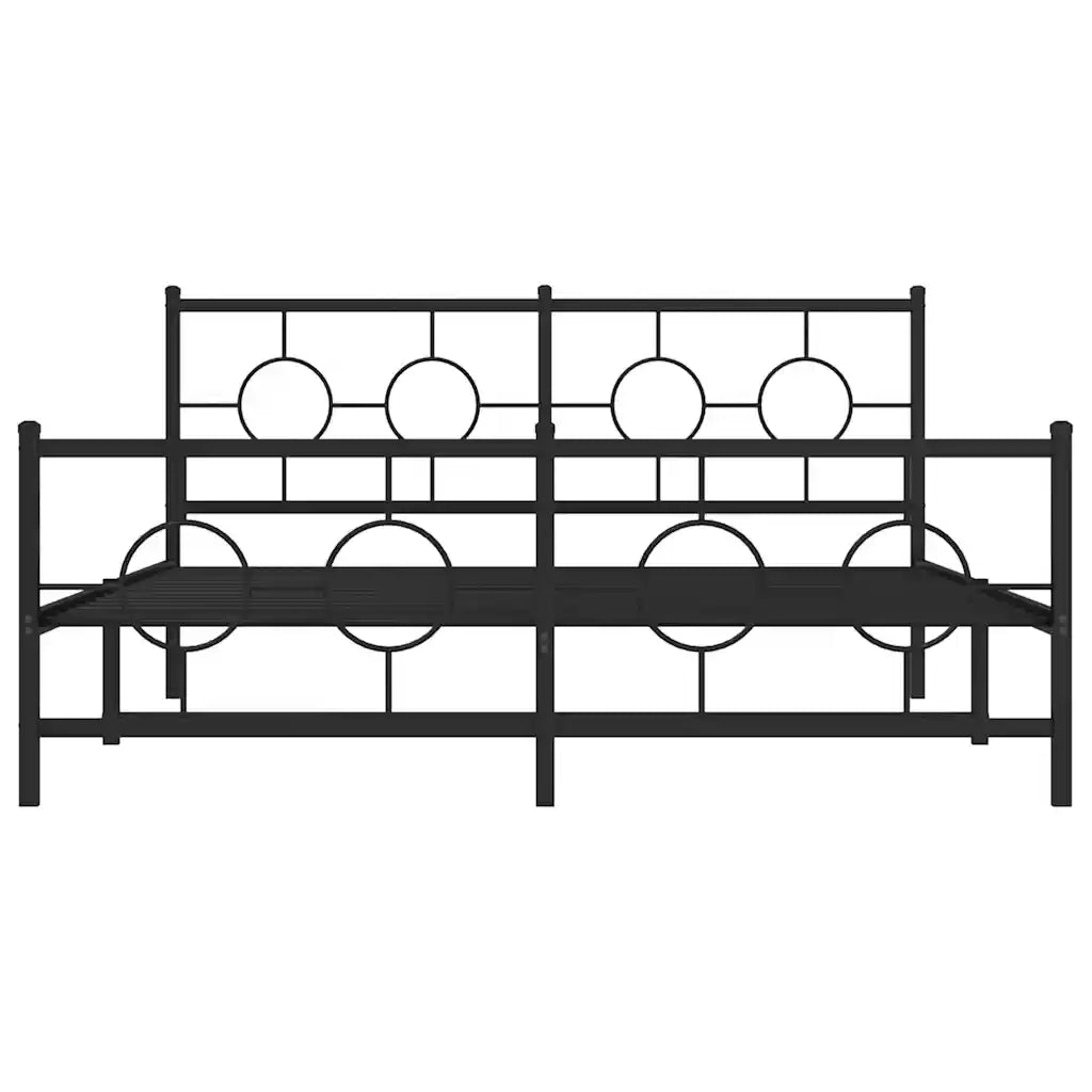 Giroletto con Testiera e Pediera-Struttura Letto Metallo Nero 150x200 cm 950638