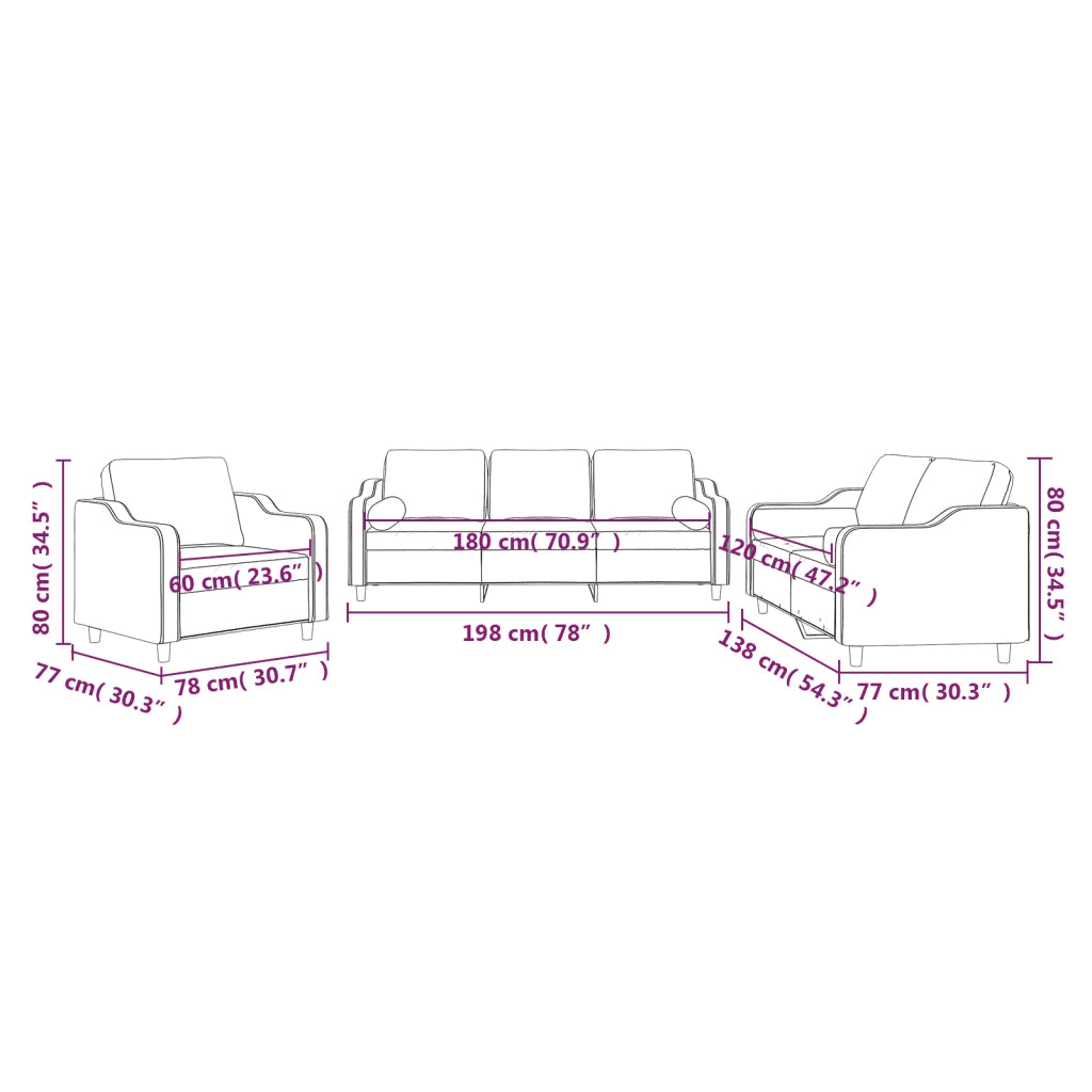 Set Divani 3 pz con Cuscini Grigio Chiaro in Tessuto 3201786