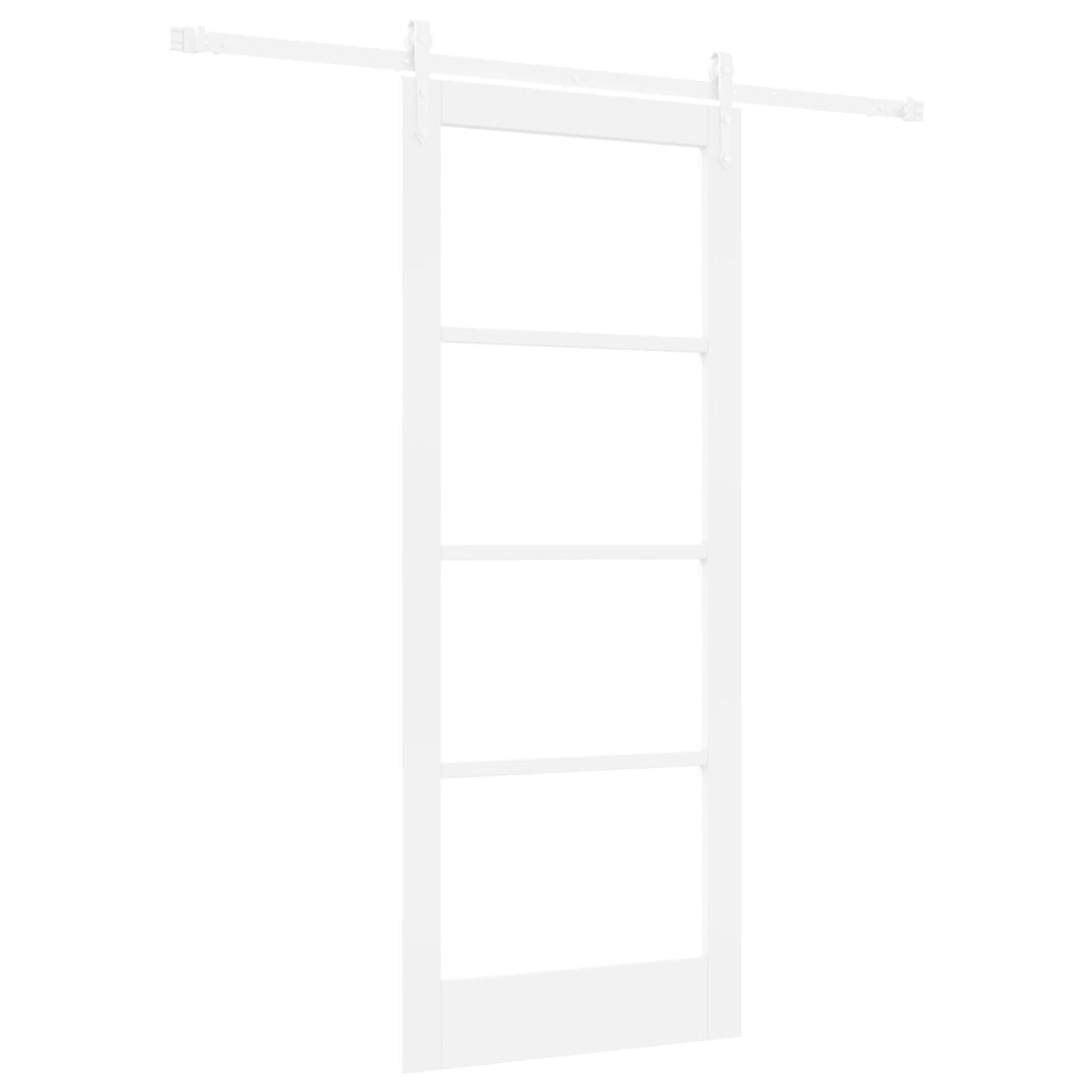 Porta scorrevole  con kit di accessori bianca 83x202 cm in legno massello di pino