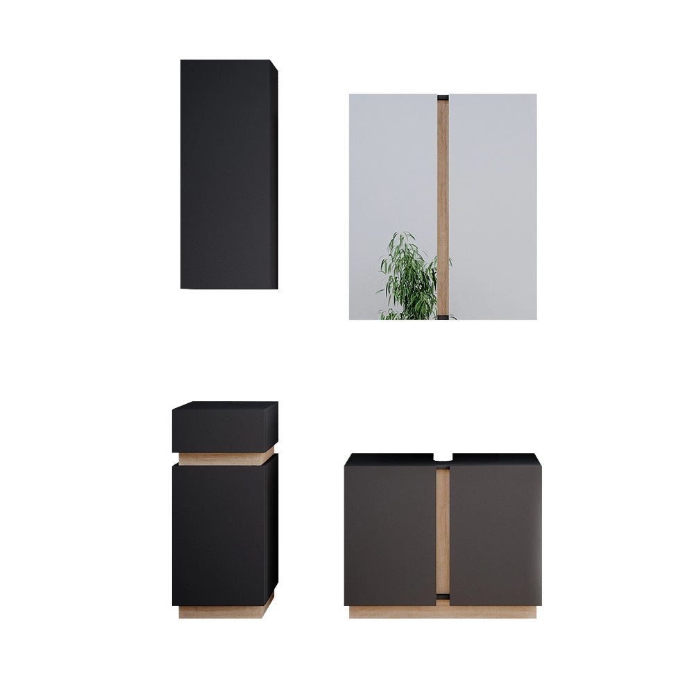 Vicco Set di mobili da bagno Antracite 4 parti