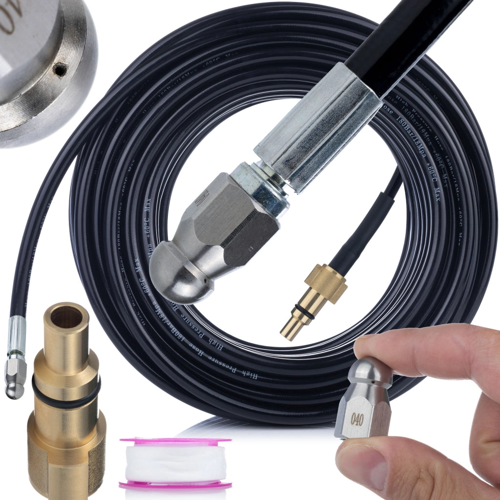 Tubo Alta Pressione 20m con Ugello Sostitutivo – Compatibile con Idropulitrici Lavor – Pressione Max 200 Bar