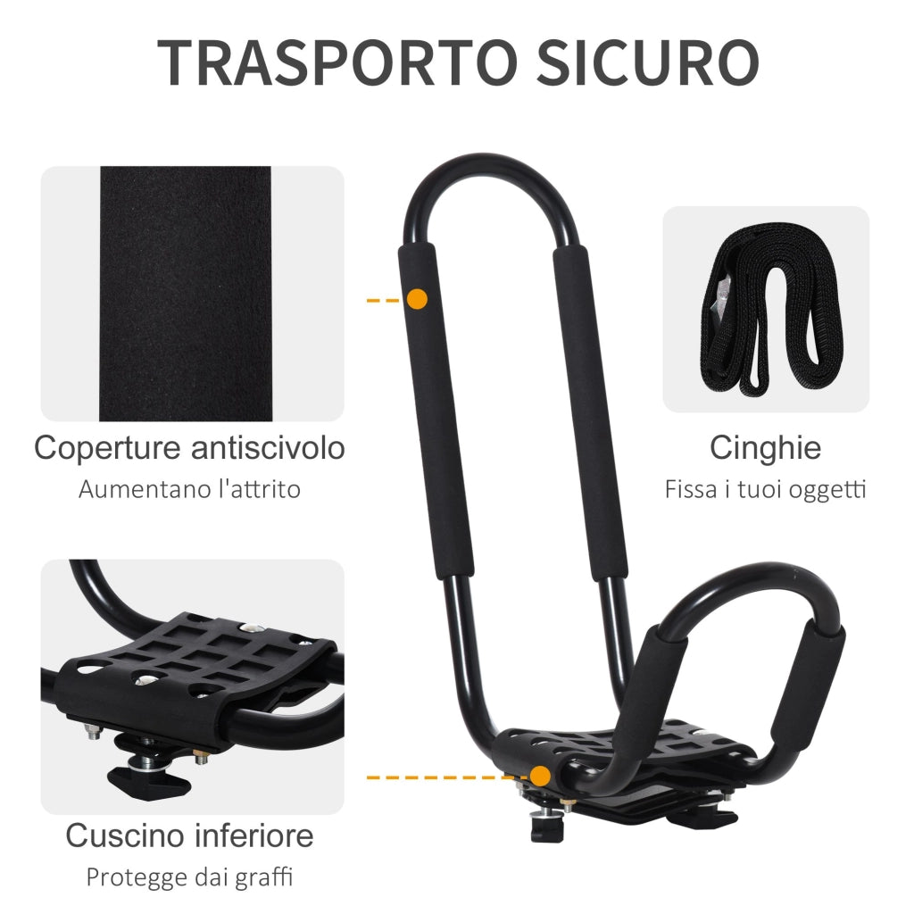 Easycomfort Set 2 Staffe Porta Kayak con Attacco Universale per Portapacchi Adatte per Canoe e Paddleboard, Nero, 46x16.5x47cm