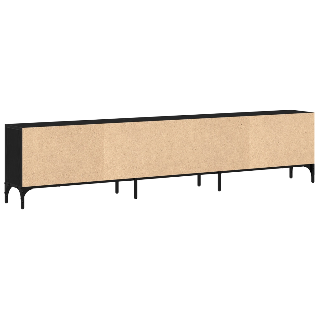 Mobile TV  con cassetto Nero Rovere 200x25x44 cm Legno ingegnerizzato