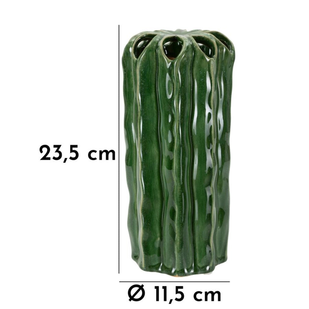 Vaso Decorativo VKH852, Verde, Ceramica, 11,5x11,5x23,5 cm