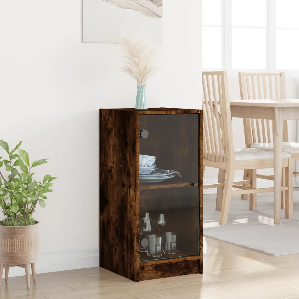 Mobile con Ante in Vetro Rovere Fumo 35x37x75,5 cm CFW7408267