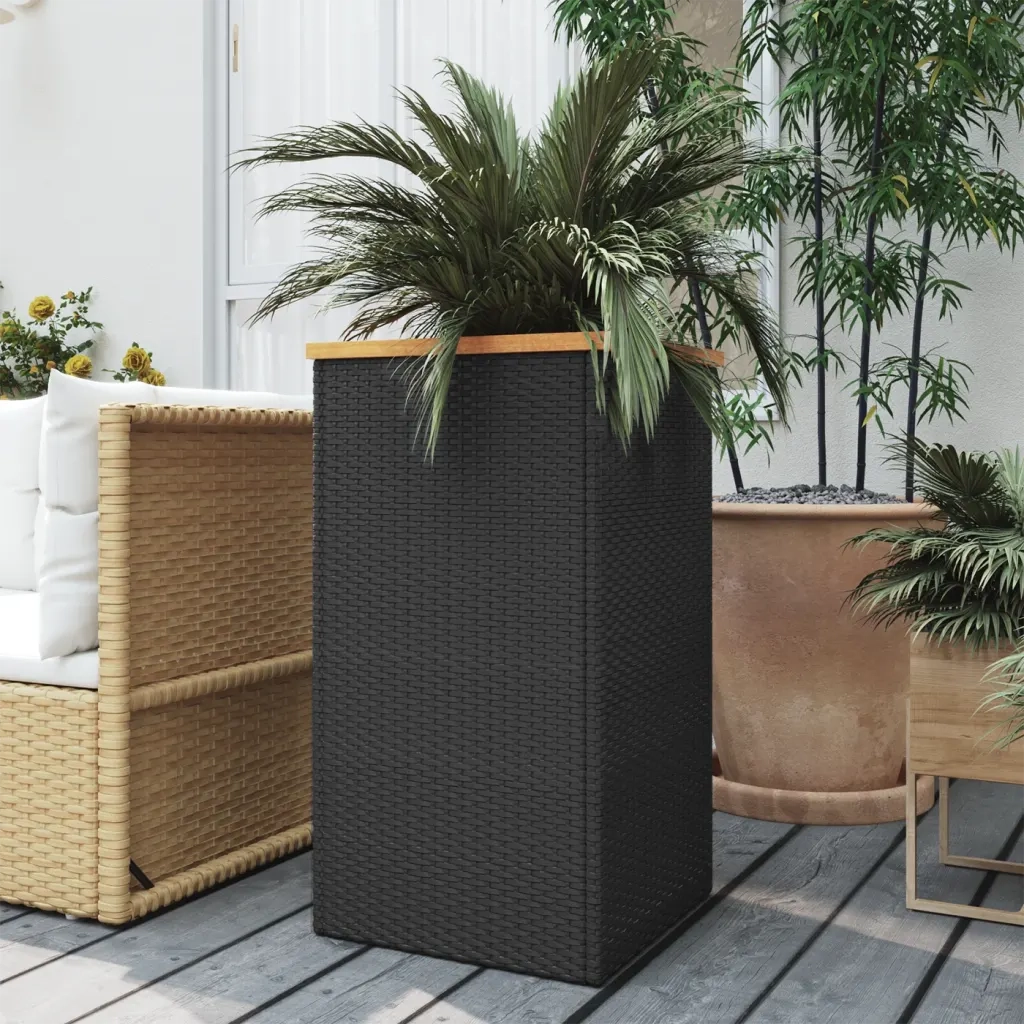 Fioriera Nera 40x40x80 cm in Polyrattancod mxl 81606