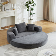 Divano Letto Rotondo 2 in 1 ¨C MINIMAL ¨C Tessuto, Braccioli con Tasche
