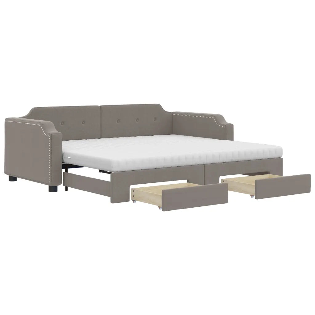vidaXL Divano Letto Estraibile con Cassetti Tortora 90x200 cm Tessuto