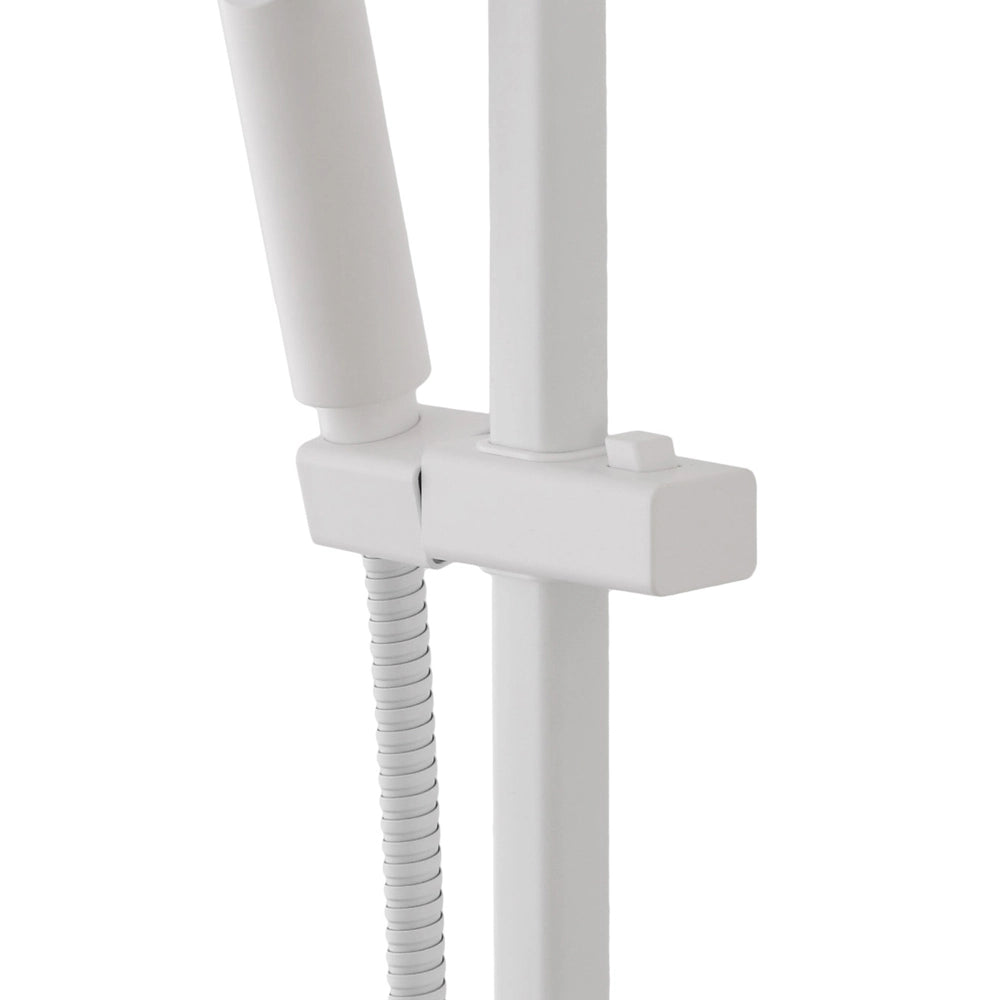 Saliscendi doccia quadrato 70 cm regolabile con doccetta slim in ABS bianco opaco Hidra