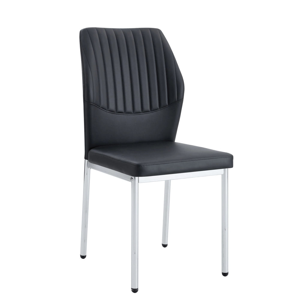 Set di 4 sedie da pranzo nere e argento in PU