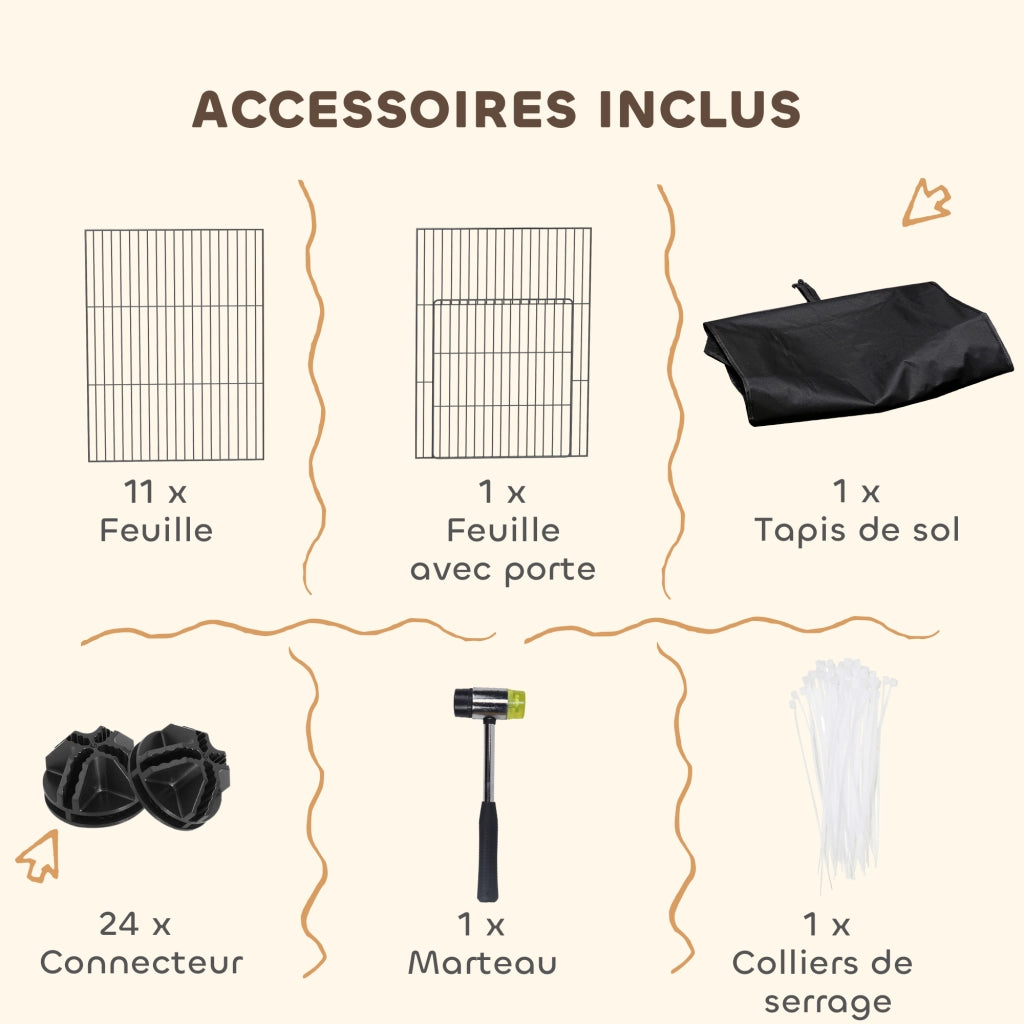 Recinto per Animali Domestici Modulabile ¨C zephmum ¨C Nero, Acciaio, 120x60x40 cm