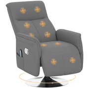 Poltrona relax massaggiante reclinabile girevole ¨C zephmum ¨C grigio 68,5x77x117 cm