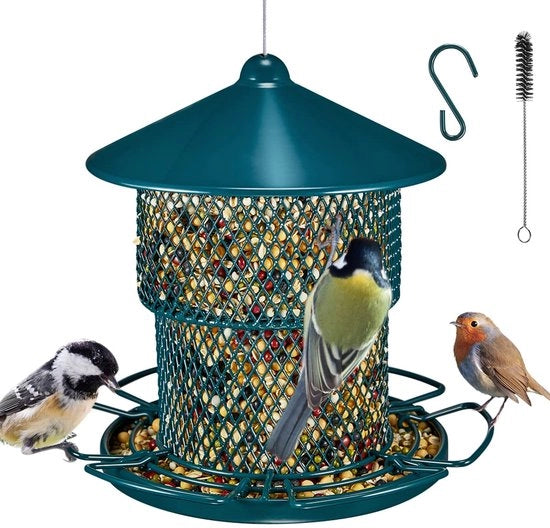 Casa alimentare in metallo per esterno, casa alimentare per finestra, ecosostenibile e inox. Casa alimentare per esterno, per uccelli selvatici, passeri, cardinale e gazza blu.
