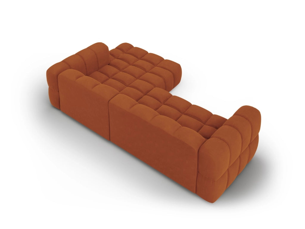 Cosmopolitan Design - Divano angolare modulare destro "Sky" 4 posti in velluto terracotta 