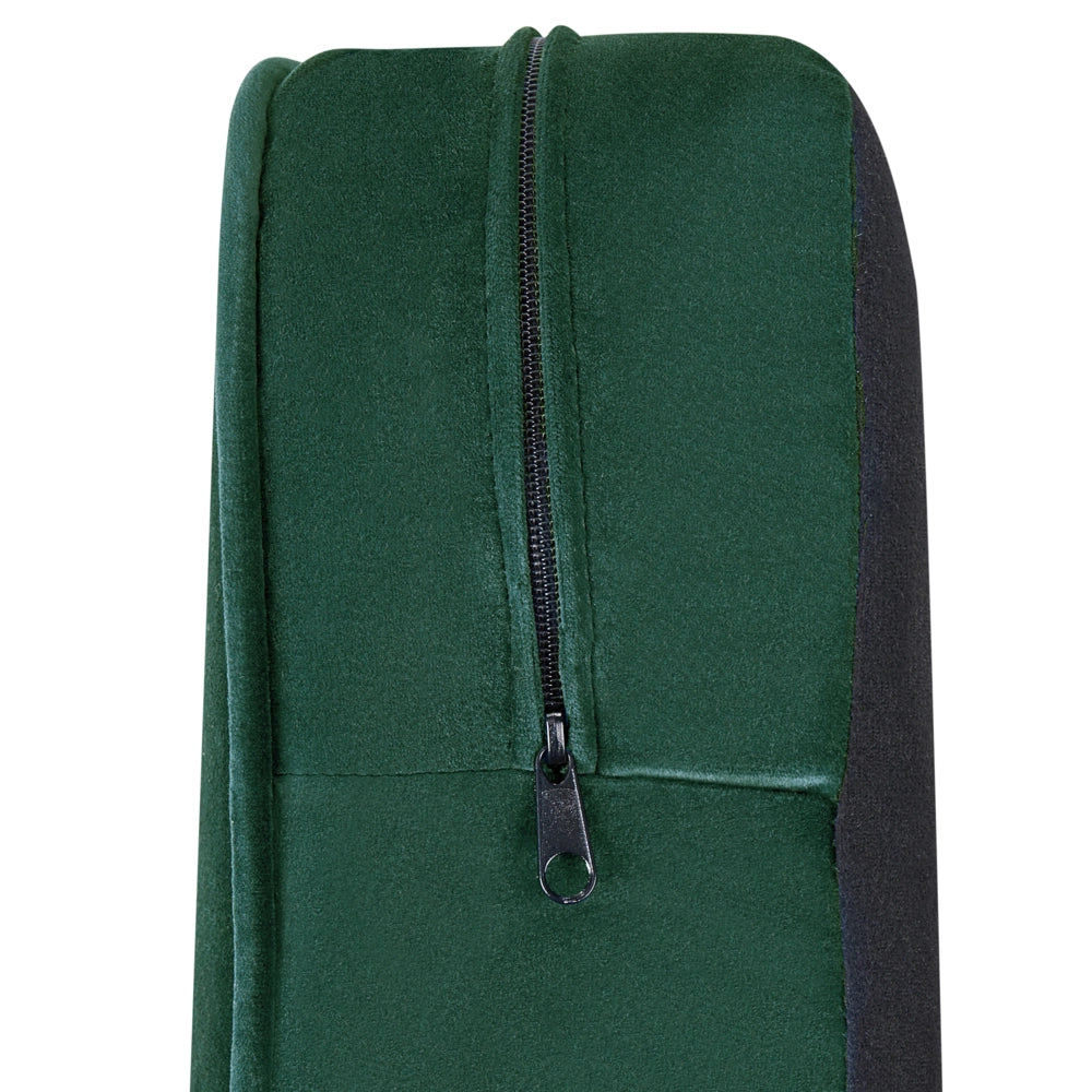 Poltrona Chesterfield Tessuto Velluto Verde Rivestimento Gambe Legno Scuro Contemporaneo
