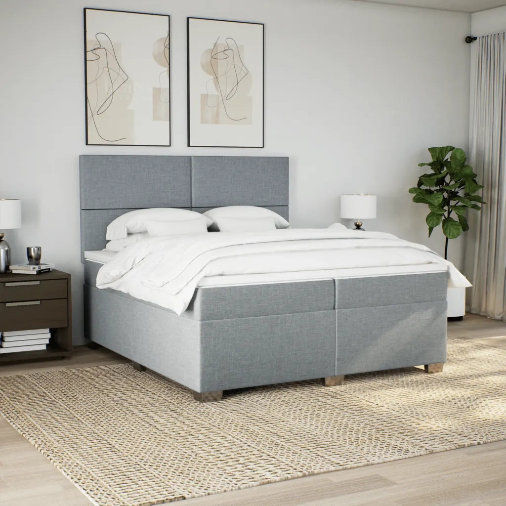 Giroletto a Molle con Materasso Grigio Chiaro 200x200cm Tessuto