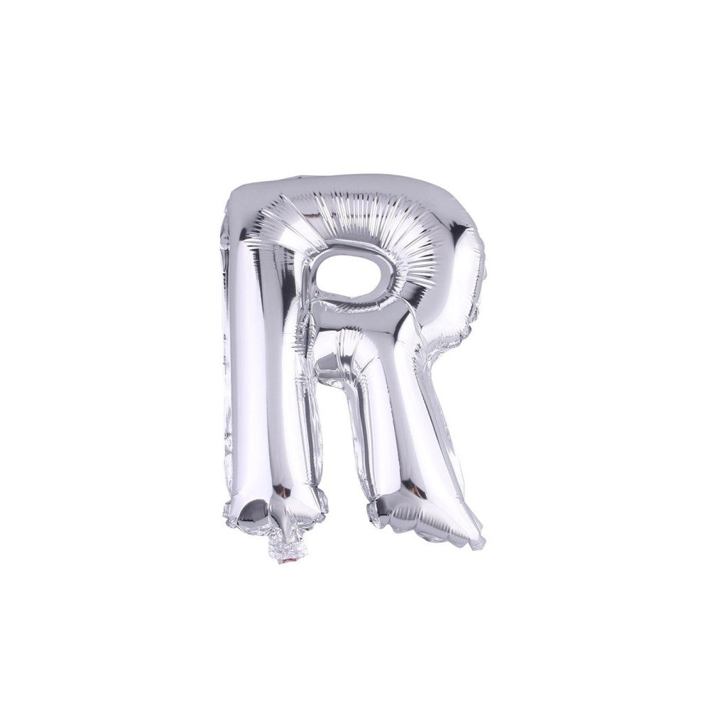 Trade Shop - Palloncino Gonfiabile Elio Lettera R Argento 35 Cm Compleanno Festa Party Casa -
