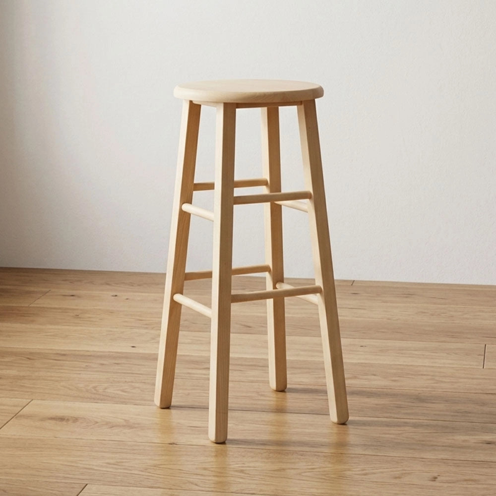 Sgabello da bar tondo legno grezzo da dipingere h 68 cm gambe dritte