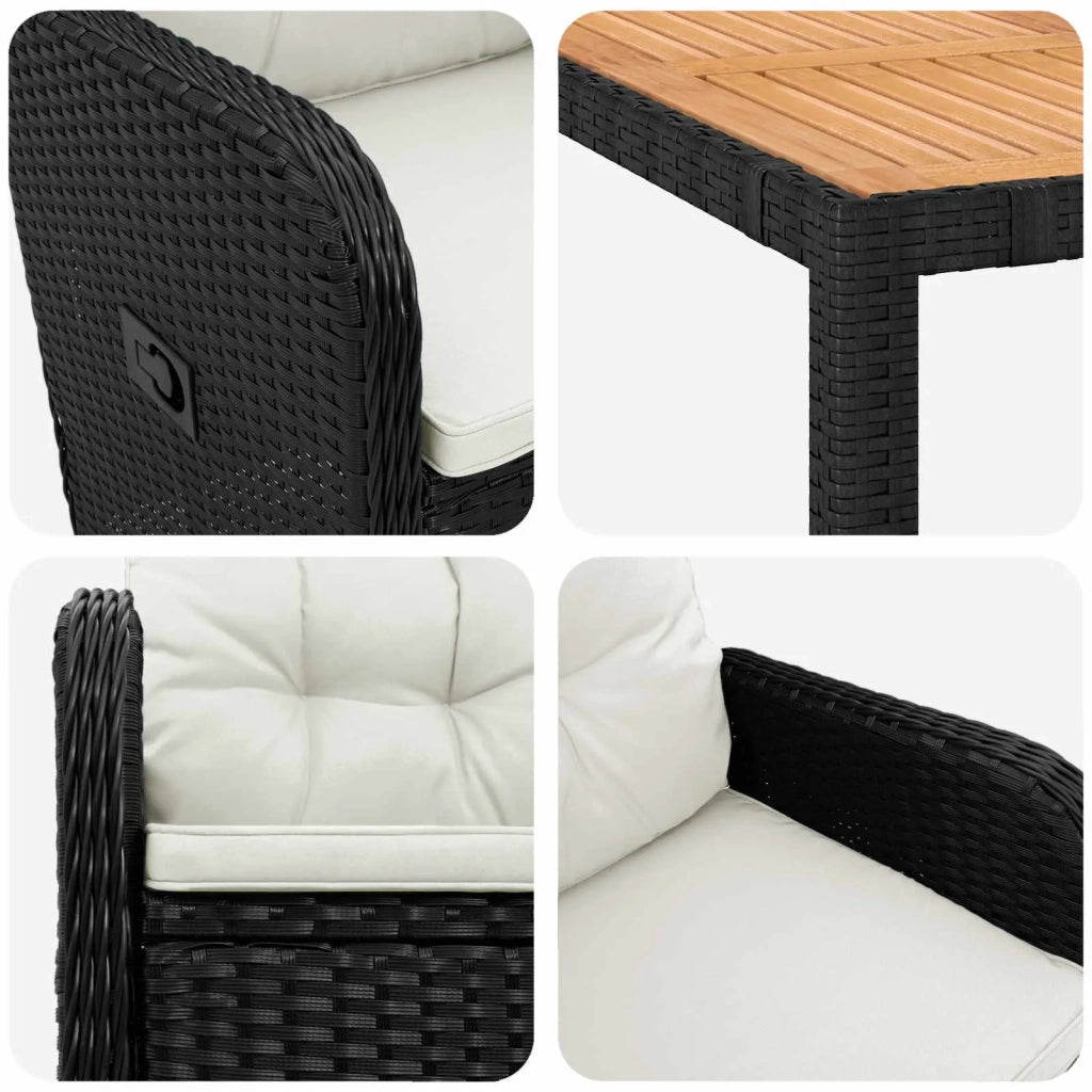 Set da pranzo per esterni 9 pz Nero e Bianco Crema 3422277