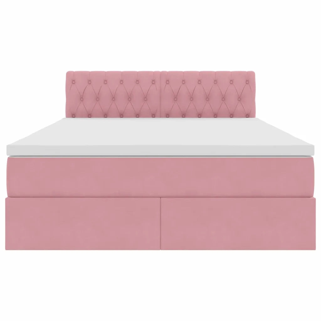 Letto con Contenitore con materasso Rosa 140 x 190 cm Velluto 3370820
