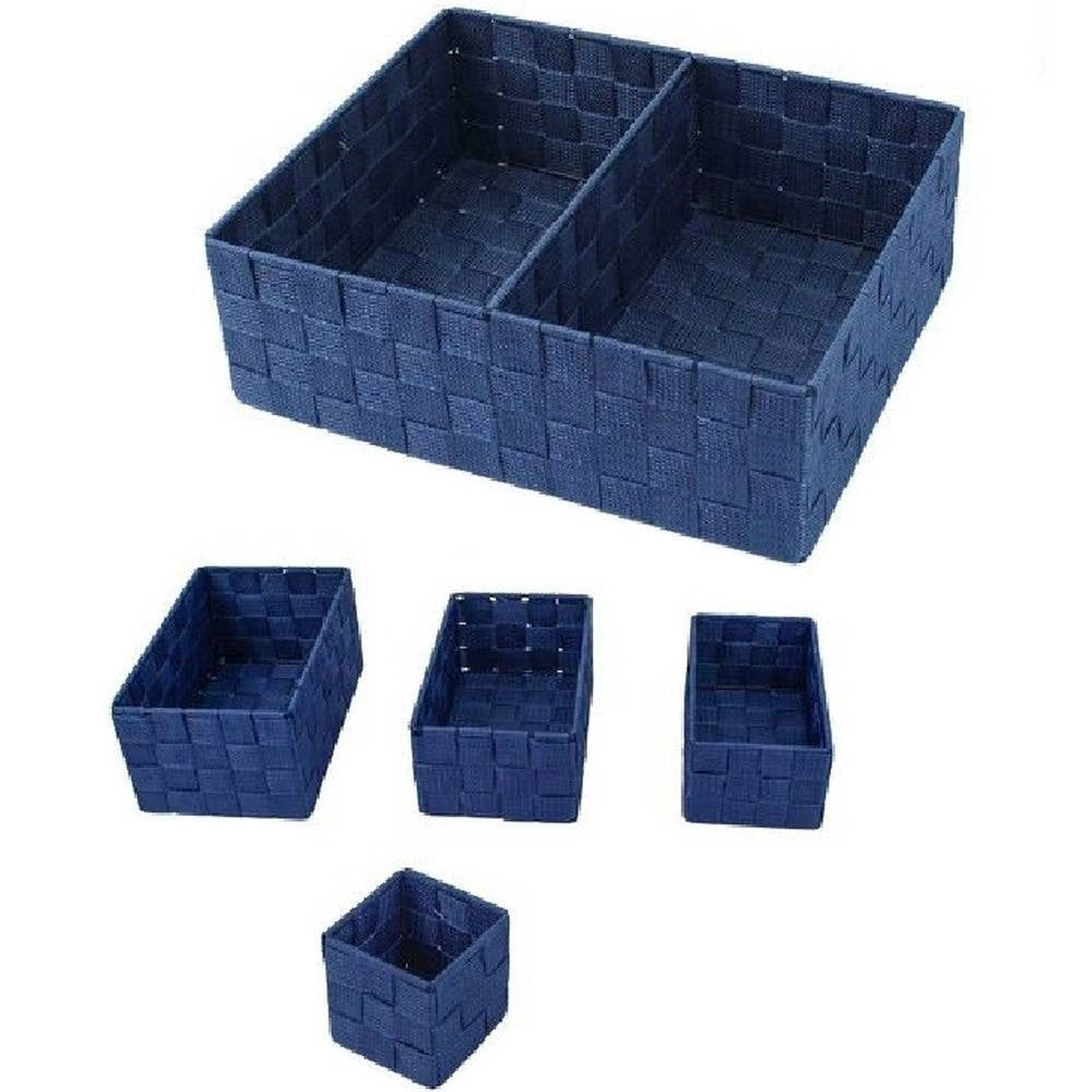 Trade Shop - Scatole In Tessuto Componibili Organizer Bagno Armadi Cassetti Scaffali 79082blu -