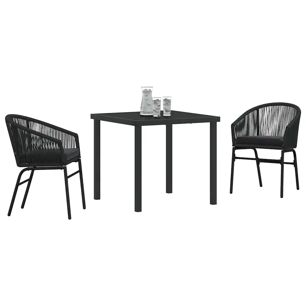 Set da Pranzo per Giardino 3 pcs Nero