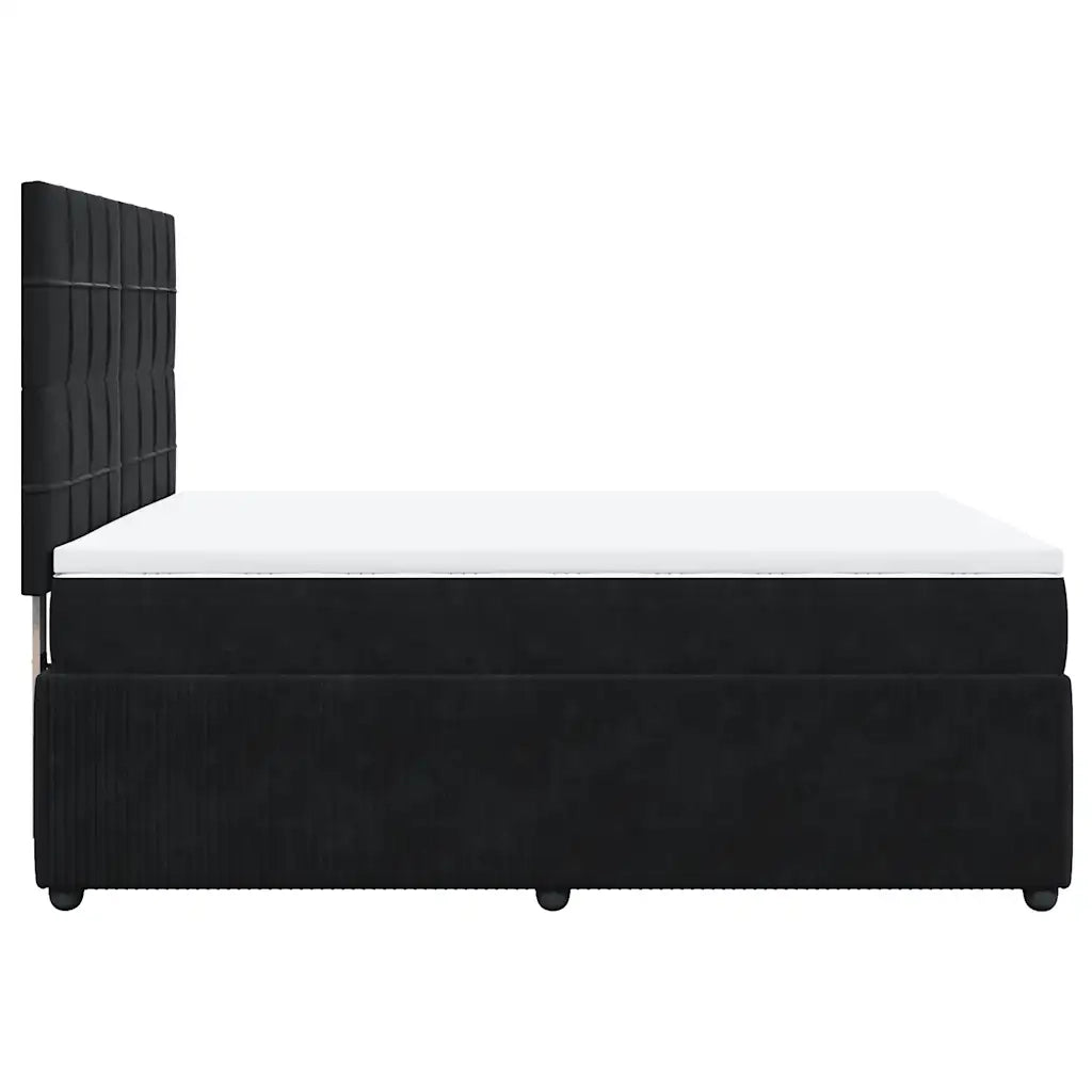 Giroletto a Molle con Materasso Nero 140x200 cm in Velluto