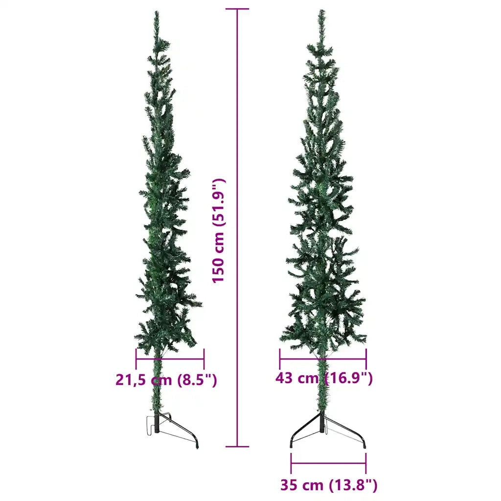 Albero Natale Artificiale Sottile a Metà Supporto Verde 150 cm 344600