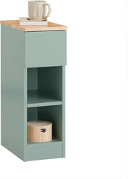 Comodino camera da letto Stretto, comodino con cassetto e 2 ripiano, comodini per camera da letto e soggiorno, Tavolino da letto Verde L20 x P35 x A61 cm FBT111-GR