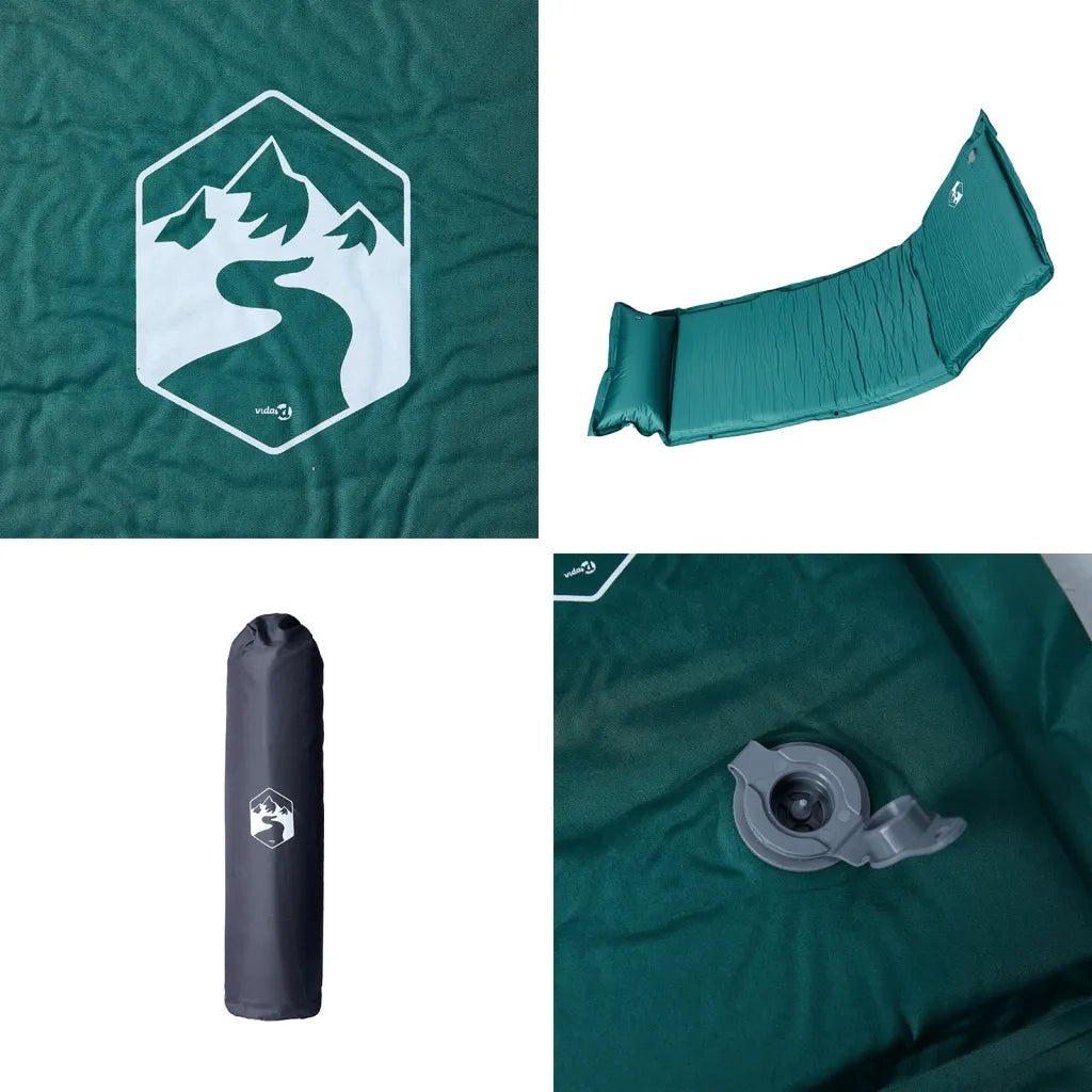 Materasso Campeggio Autogonfiabile con Cuscini 1 Persona Verde CFW2746909