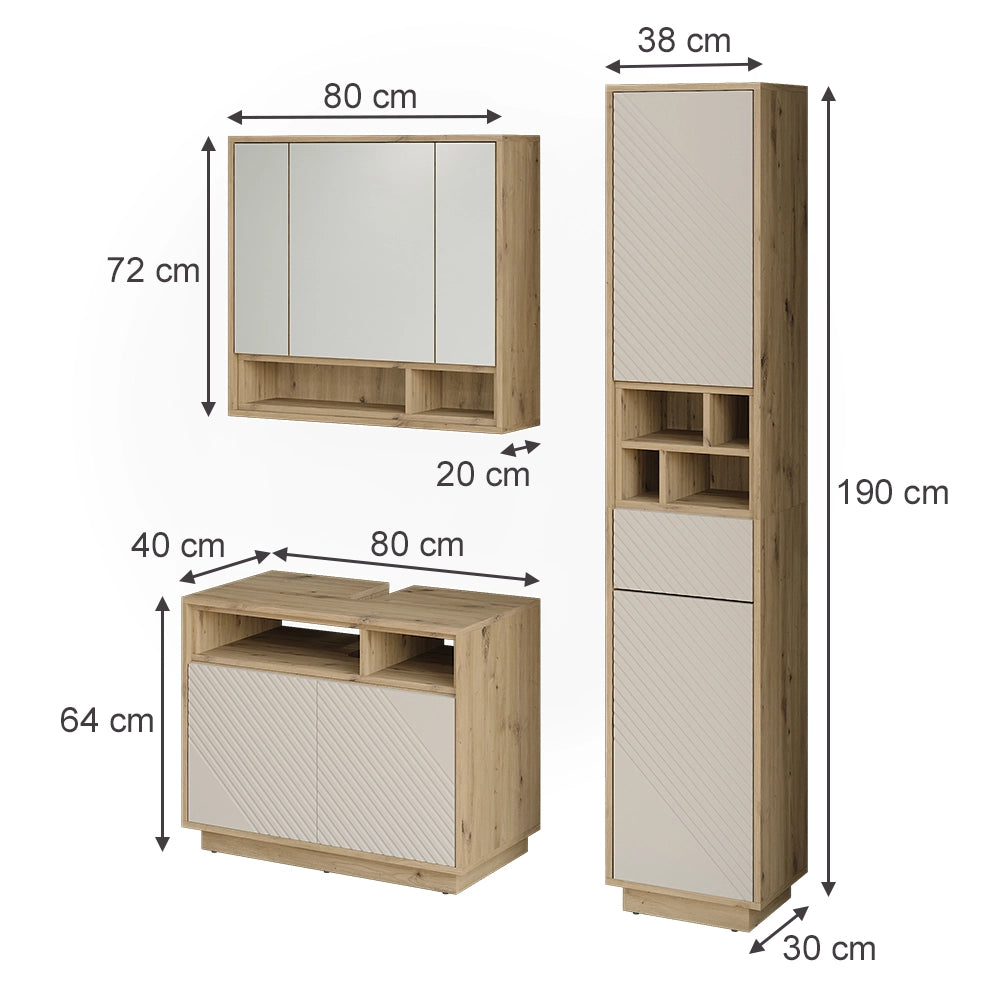 Set mobili bagno Beatrice Cachemire/Rovere artigianale Vicco