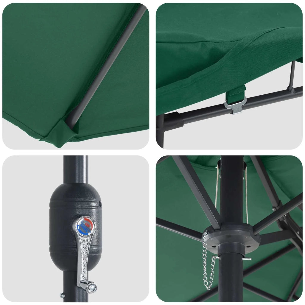 Ombrello da giardino-Ombrellone da spiaggia Verde 385 x 209 x 244 cm Poliestere