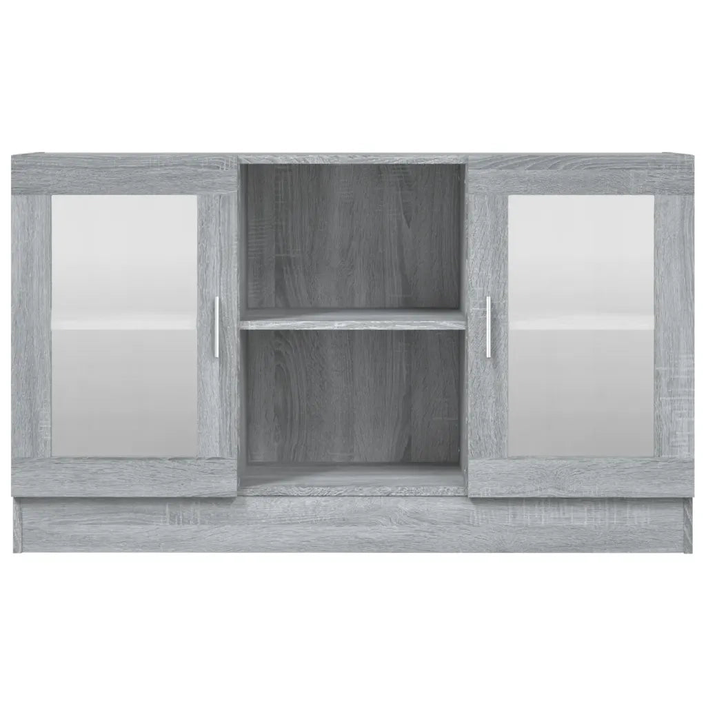 Mobile contenitore con ante in vetro 120 x 30 x 70 cm design elegante sala da pranzo legno composito grigio 02_0048222