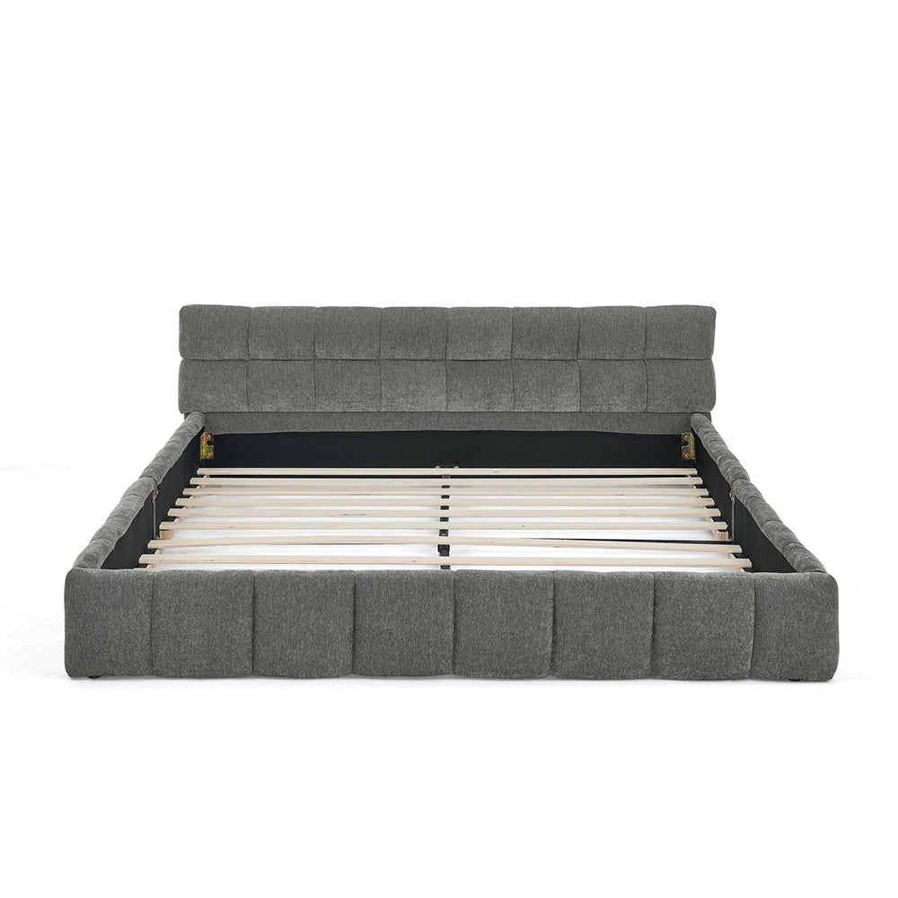 Letto 160x200cm?- Xylo - chenille quadretti grigio