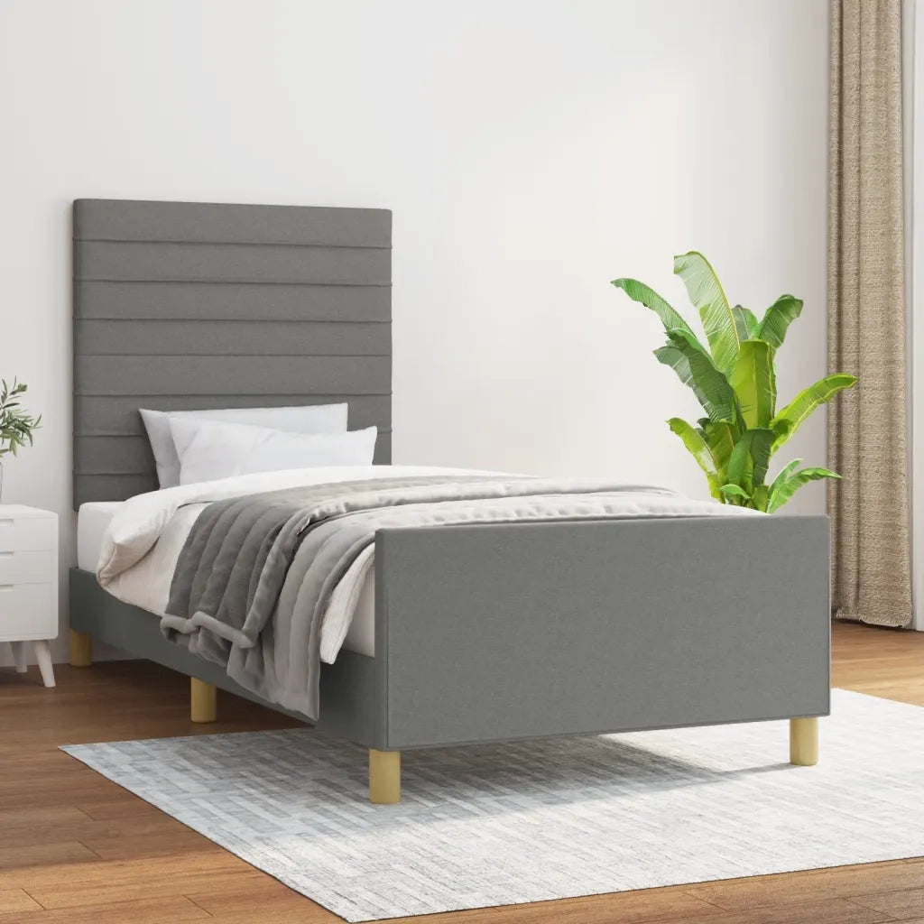 Letto singolo | Letto per adulti | Giroletto senza Materasso Grigio Scuro 90x190 cm Tessuto