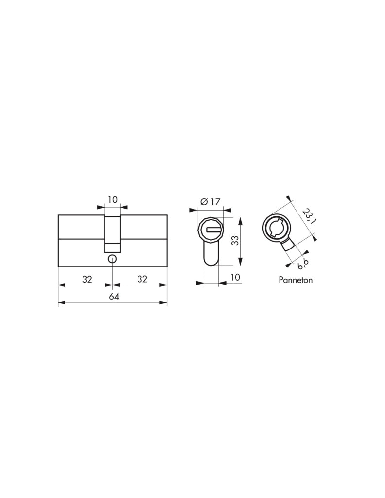 Cilindro europeo Federal S - 30X30mm  nichel, anti-sfilamento, anti-perforazione, 5 chiavi reversibili - THIRARD