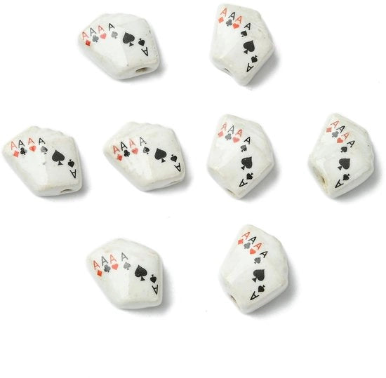 Set di carte da gioco 8 pezzi - Pendenti in porcellana - Pendenti manufatti a mano - Creazione di gioielli - Leggero - 15,5 mm x 16 mm x 8 mm