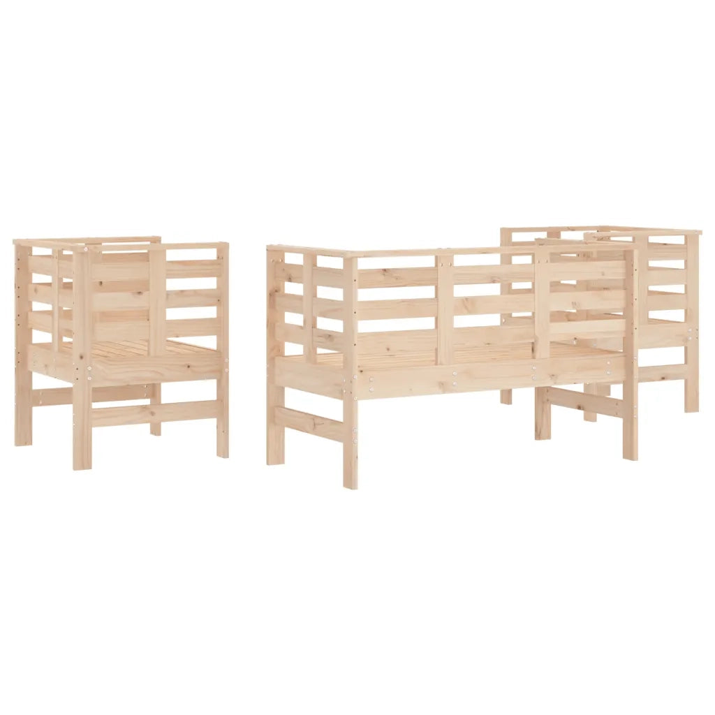 Set Salotto da Giardino 3 pz | Set di Mobili da Esterno in Legno Massello di Pino