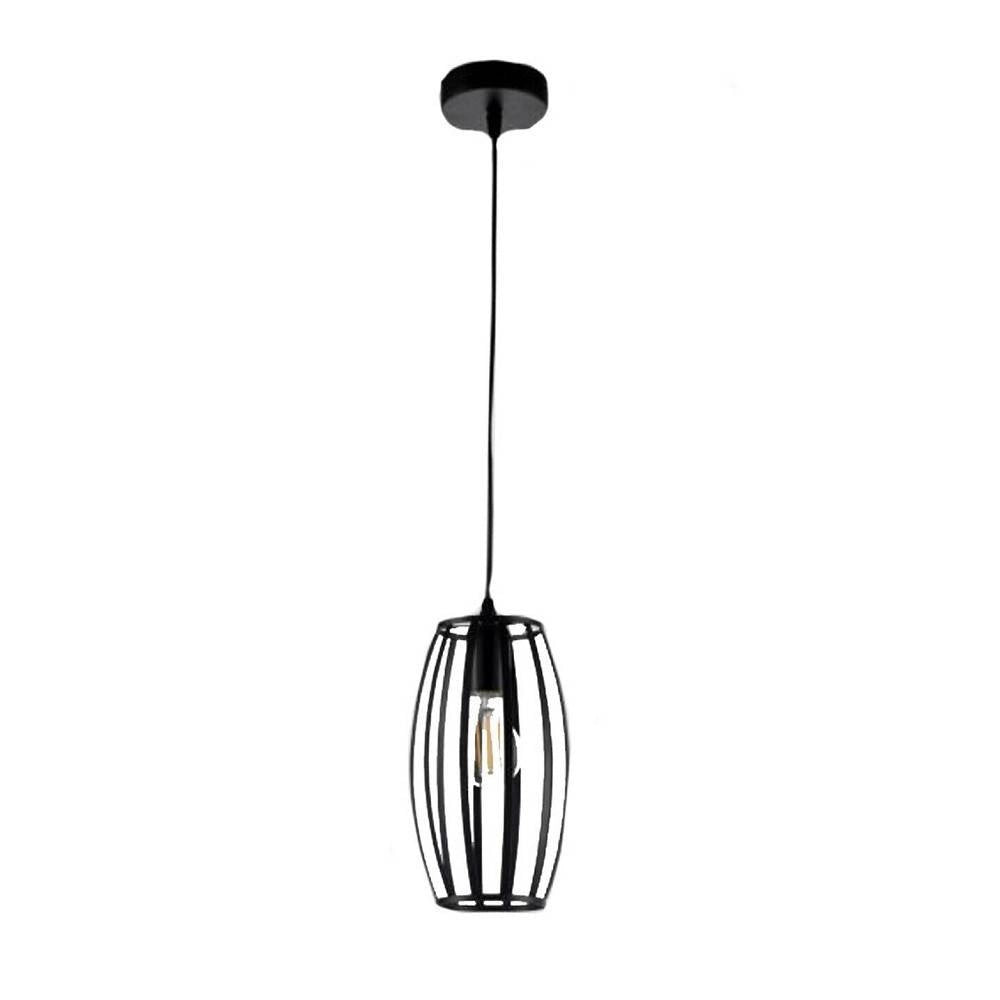 Trade Shop - Lampadario Soffitto E27 Di Forma Ovale Nero Bianco Portalampada Sospensione A34 -