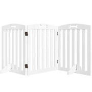 Cancellino per Cani Pieghevole a 3 Pannelli con 2 Supporti, in Legno Bianco, 155x30x61 cm