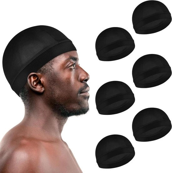 6 pezzi di Durag ad onda nera per capelli, capelli a goccia, capi per protezione della testa, capi per protezione del viso, capi per protezione della testa per bambini e adulti, neri, unico taglia