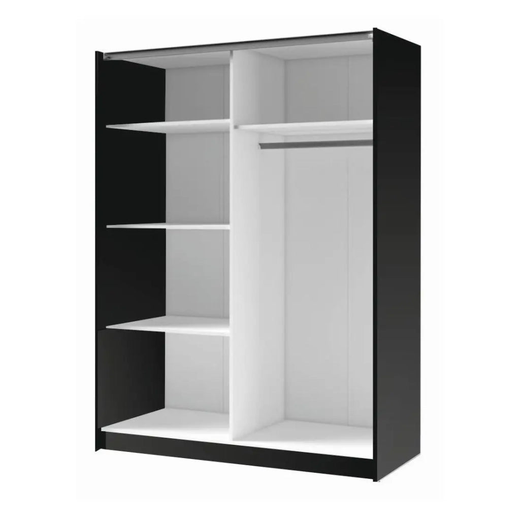 Armadio con 2 porte scorrevoli 200 cm - nero e rovere - Collezione VARIA